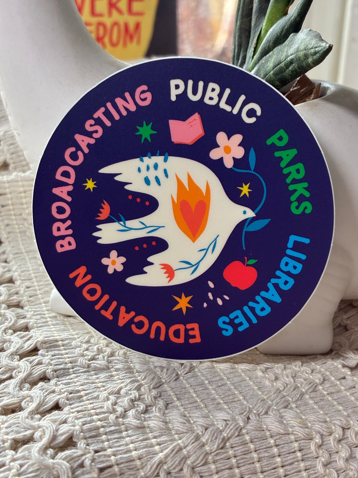 Support Public Services Parks Libraries Education Broadcasting Dove Sticker
