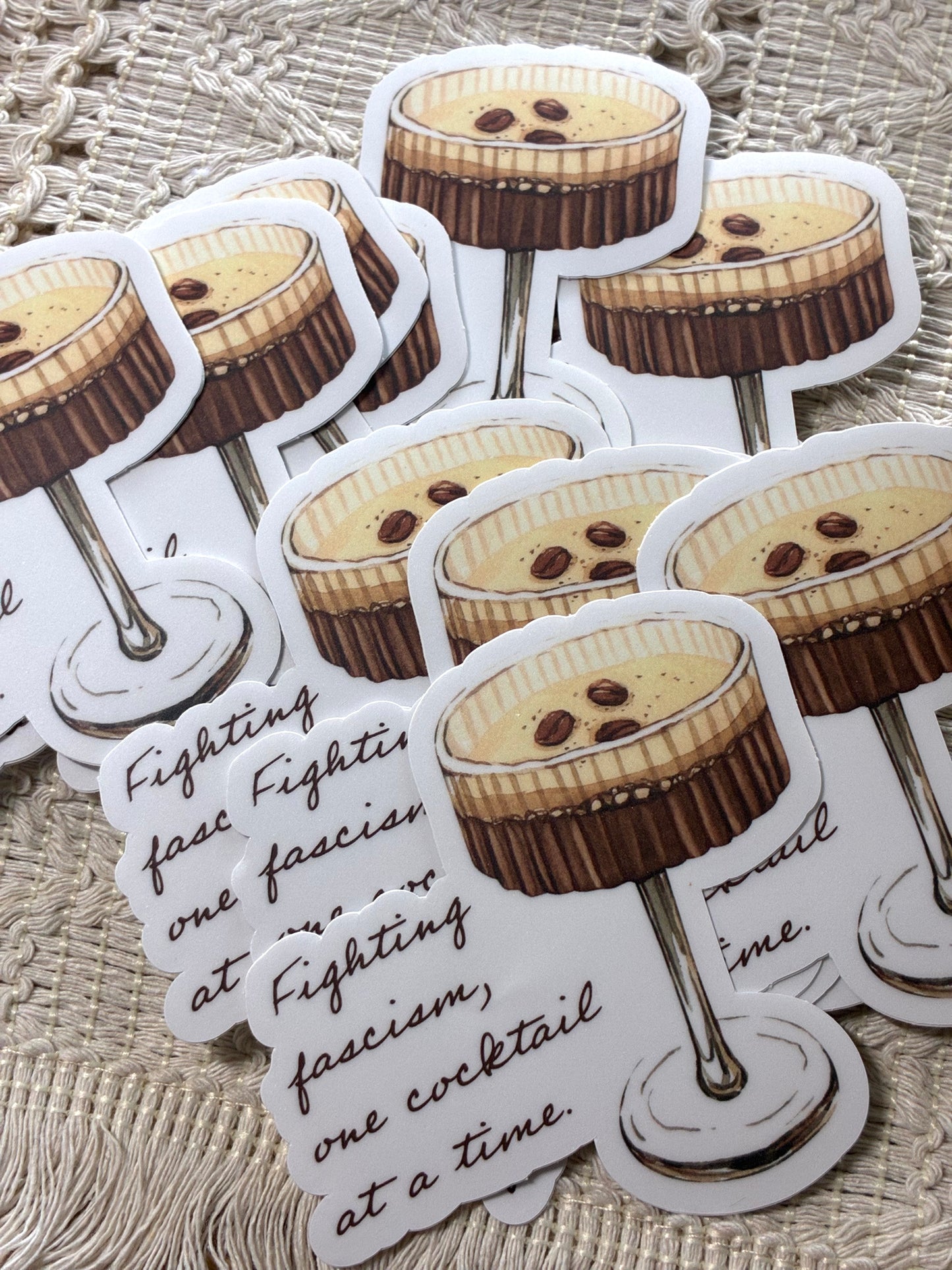 Fighting Fascism One Cocktail At A Time Sticker