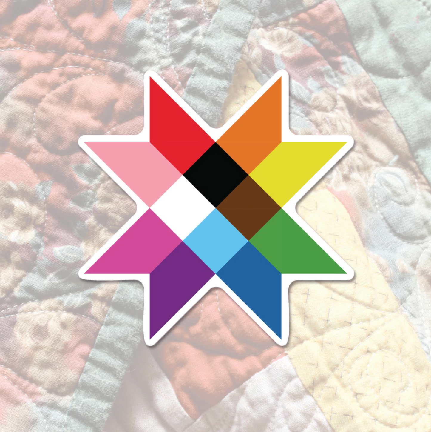 Progress Pride Quilt Square Sticker