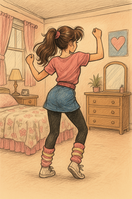 Eighties teenager dancing in her room