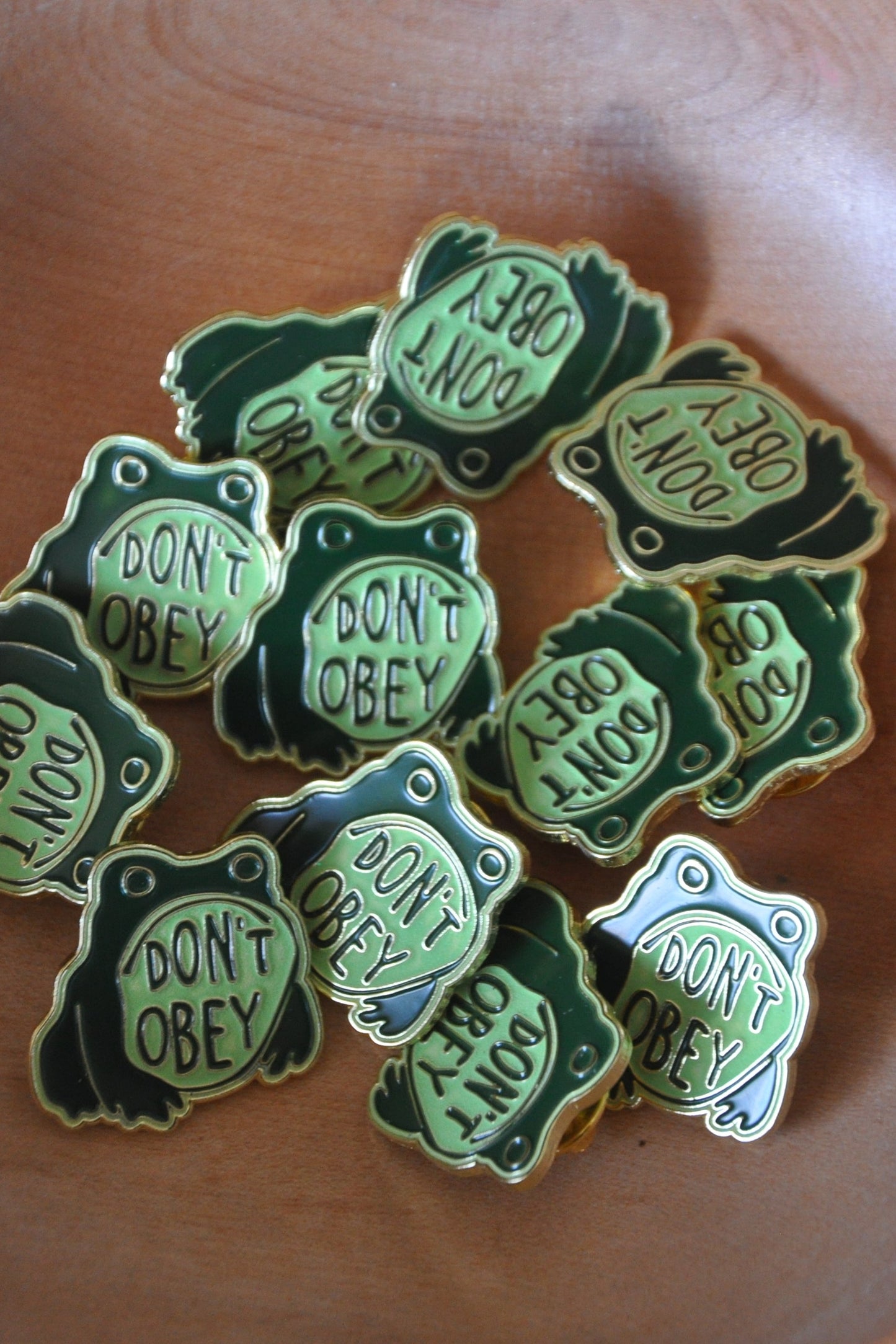 Don't Obey Glow in the Dark Frog Enamel Lapel Pin