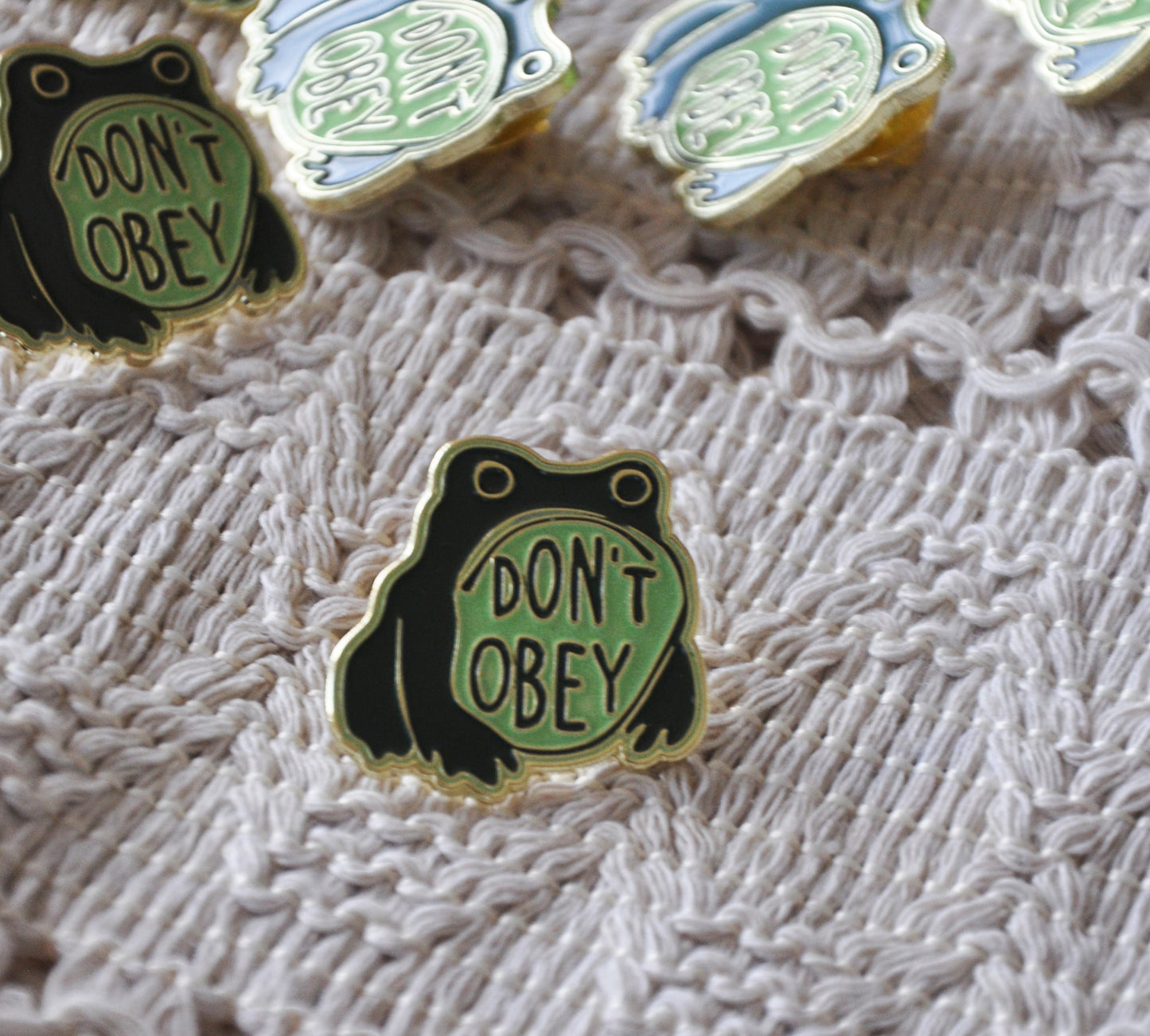 Don't Obey Glow in the Dark Frog Enamel Lapel Pin