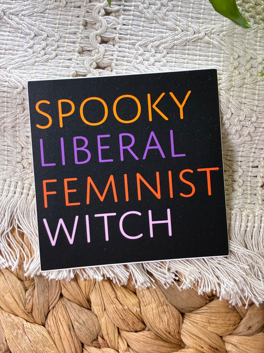 Spooky Liberal Feminist Witch Sticker