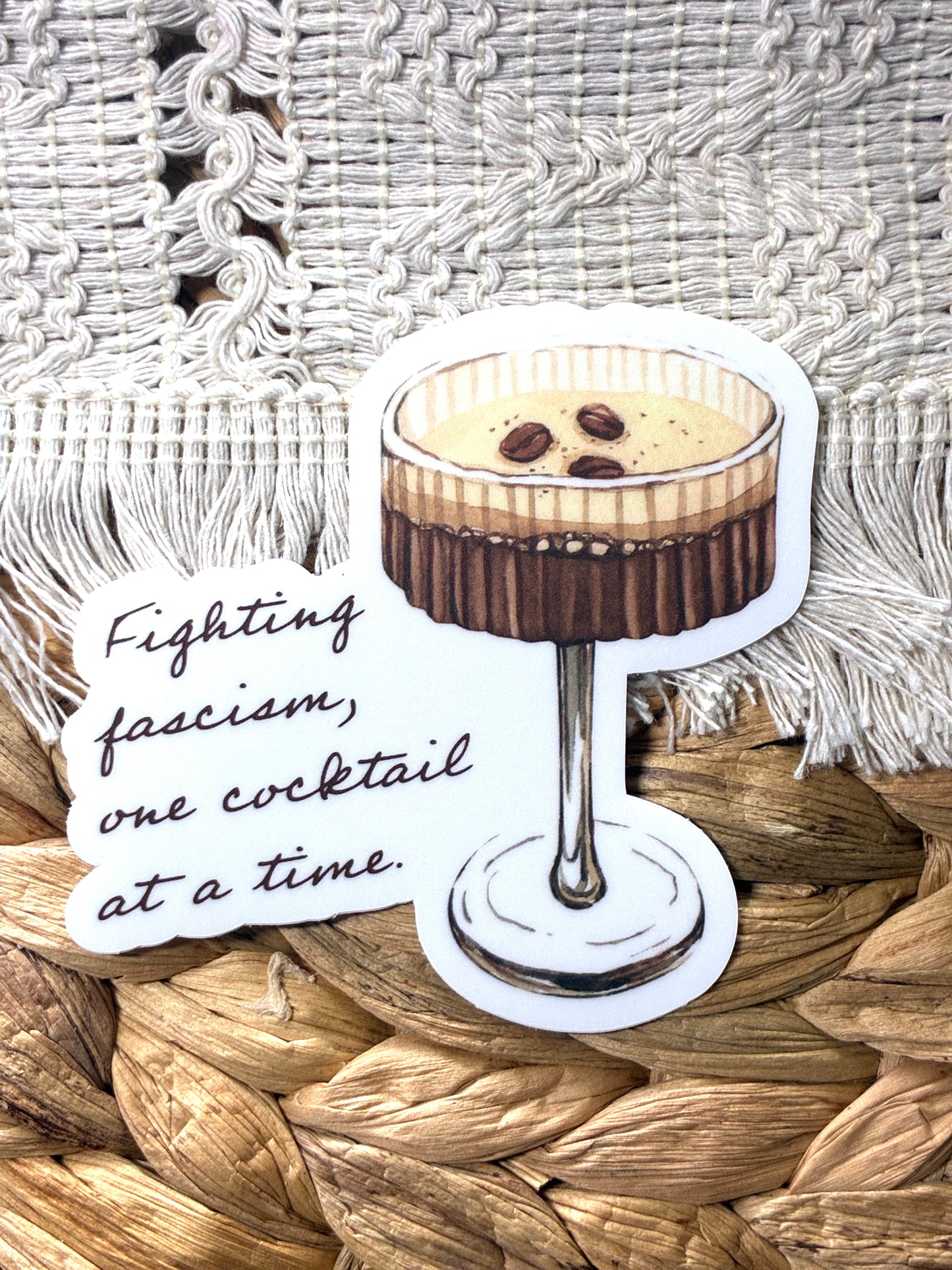 Fighting Fascism One Cocktail At A Time Sticker