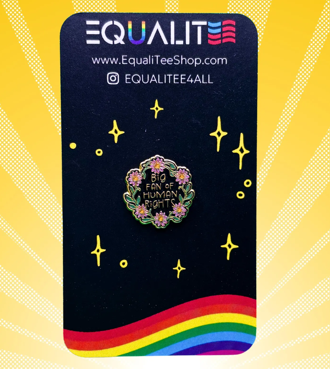 Big Fan of Human Rights Enamel Lapel Pin — Floral Activist Pin | Progressive Gift | Social Justice Badge | Cute Protest Pin