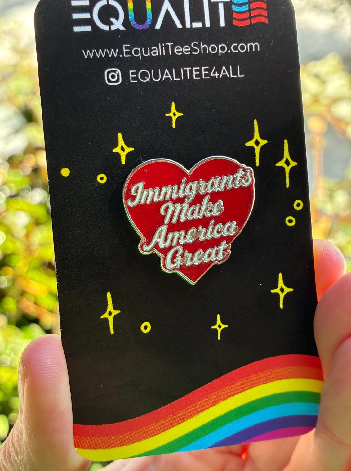 Immigrants Make America Great – Heart Enamel Lapel Pin | Activist Pin | Progressive Gift | Immigration Solidarity Pin