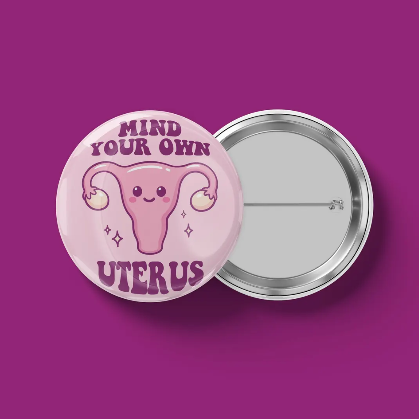 Feminist 3 Button Set – Mind Your Own Uterus Pin, Abortion Is Healthcare, Pro Choice Protest Buttons, Reproductive Rights Gift