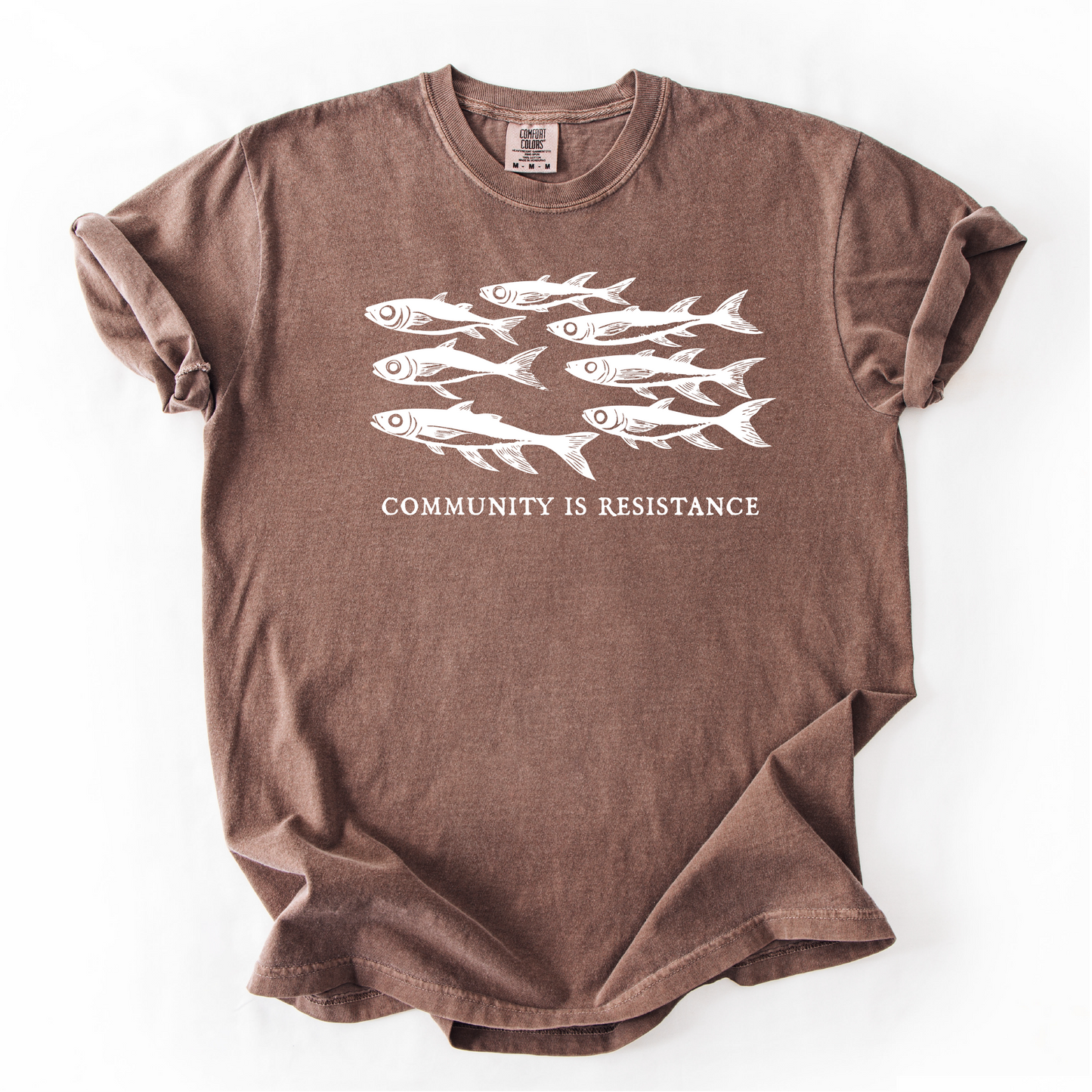 Community is Resistance Shirt - Sardine School of Fish Shirt - Unisex Pigment Dyed Shirt