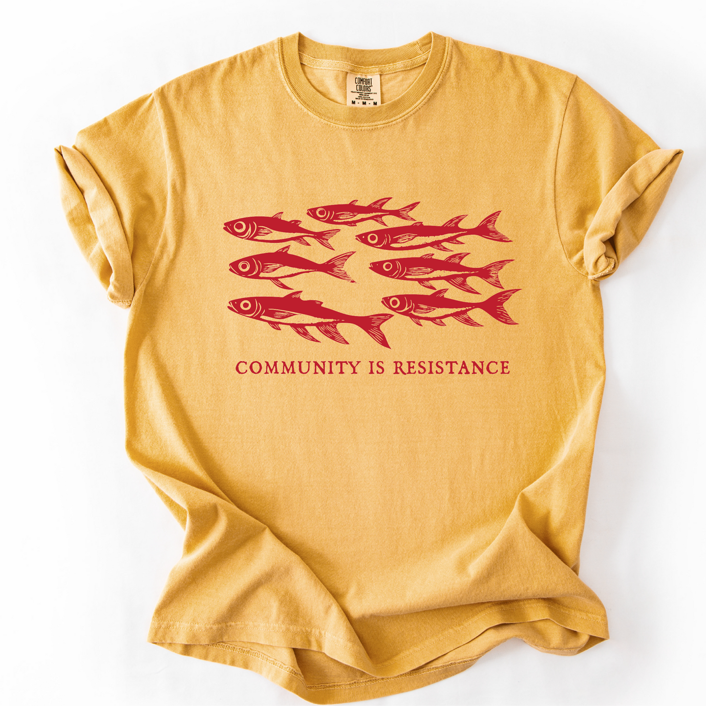 Community is Resistance Shirt - Sardine School of Fish Shirt - Unisex Pigment Dyed Shirt