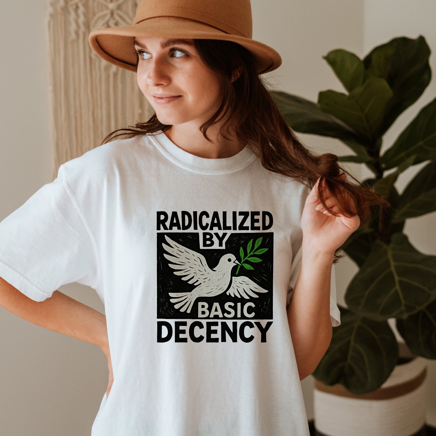 Radicalized by Basic Decency Shirt Antifa Progressive Protest Tee