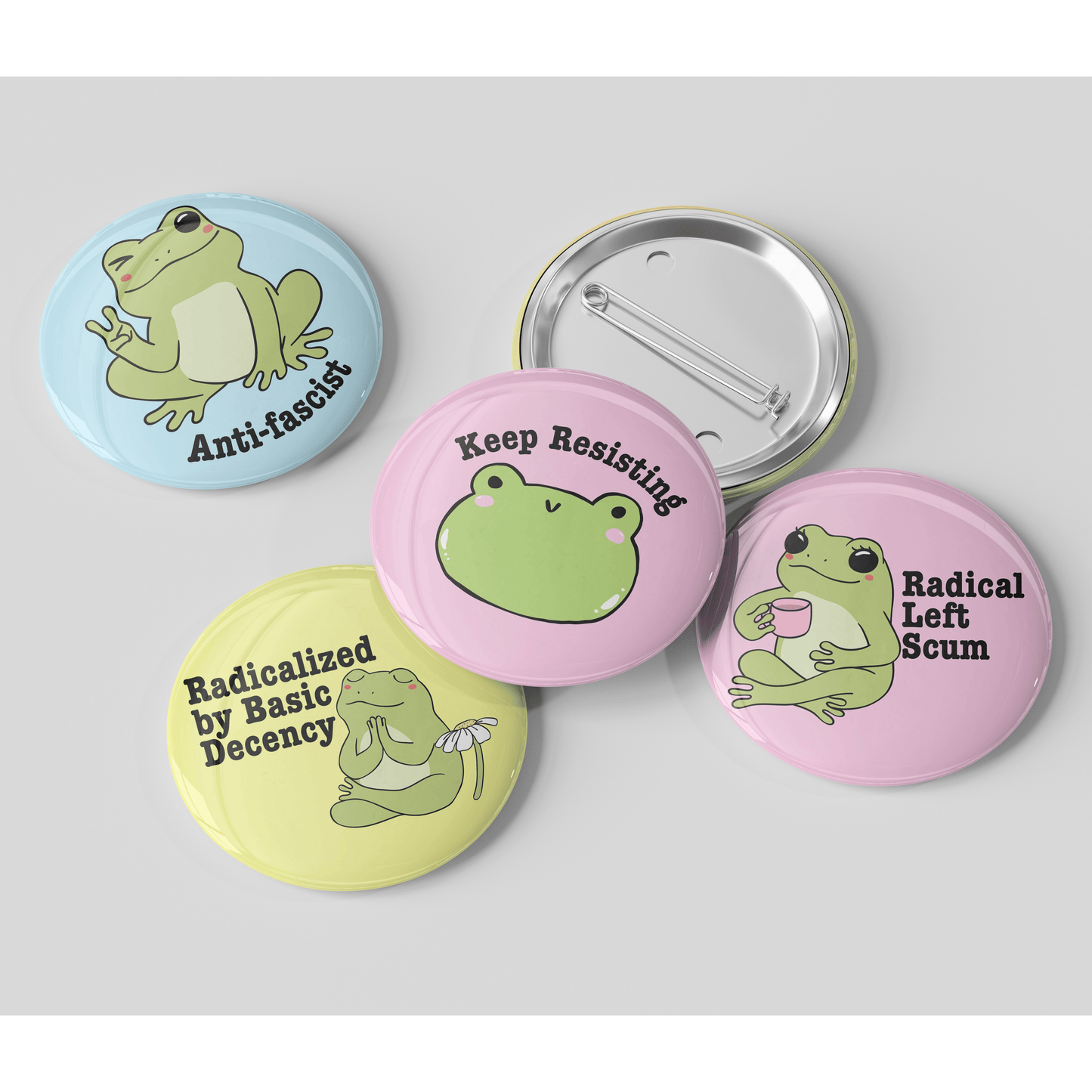 Radical Left Scum Frog Buttons and Set