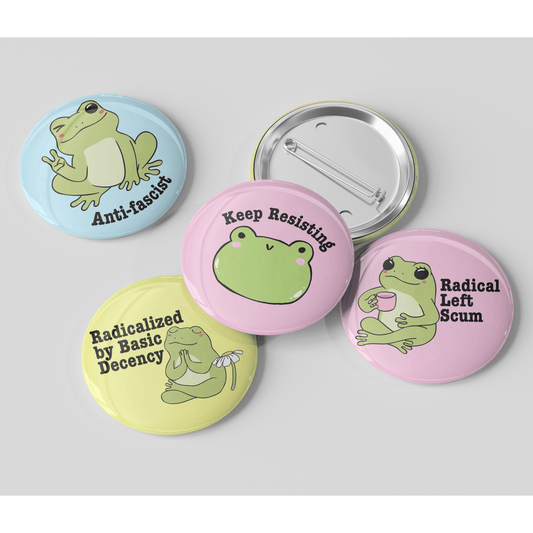 Radical Left Scum Frog Buttons and Set