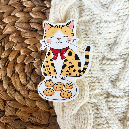 Cat Sticker with Christmas Cookies