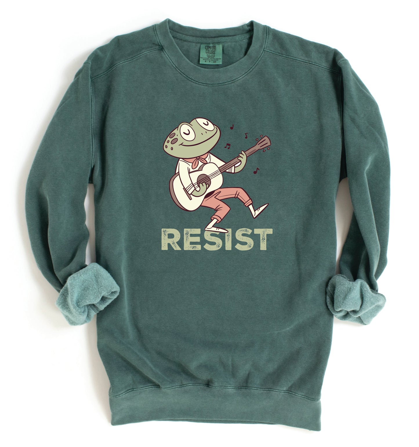 RESIST Frog Sweatshirt | Vintage Folk Art Protest