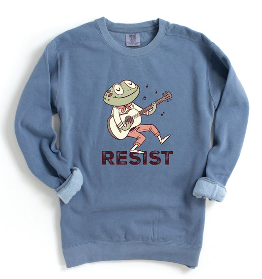 RESIST Frog Sweatshirt | Vintage Folk Art Protest
