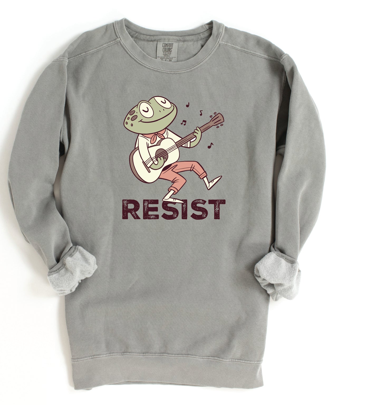 RESIST Frog Sweatshirt | Vintage Folk Art Protest