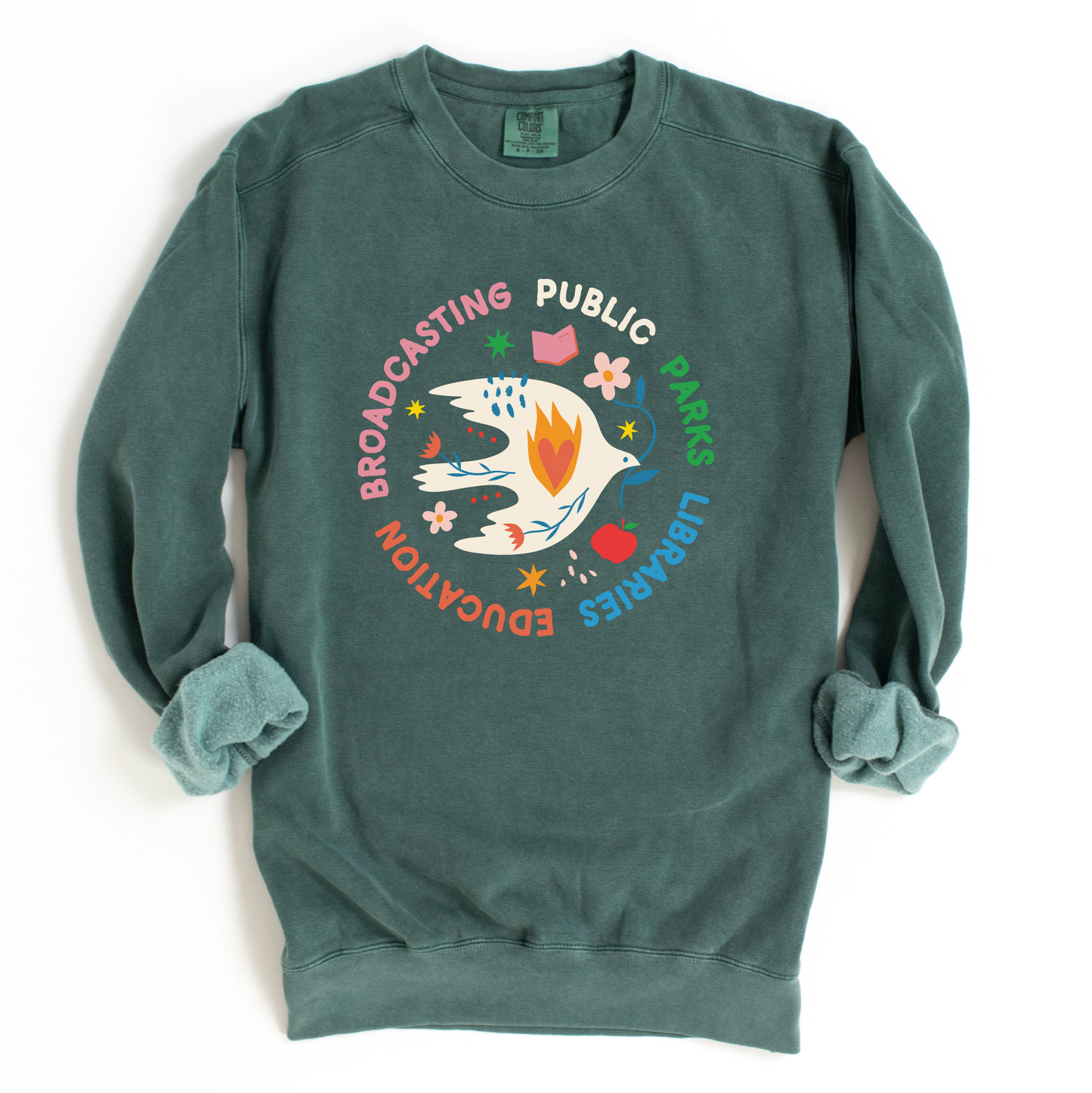 Support Public Parks Libraries Education Broadcasting - Unisex Pigment Dyed Crew Sweatshirt